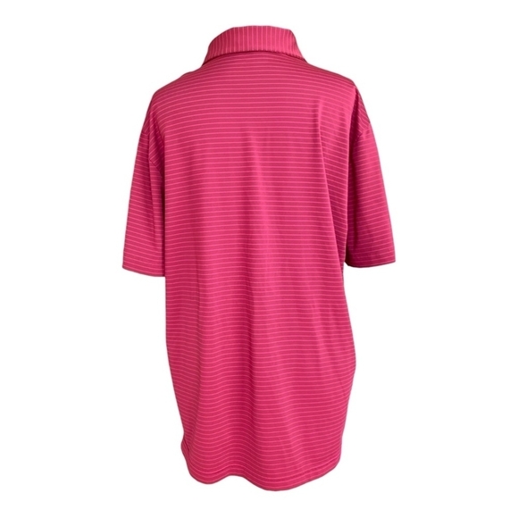 Under Armour Heatgear Polo Men’s Unisex T-shirt Pink Striped Loose Fit Tee Top - Picture 3 of 6